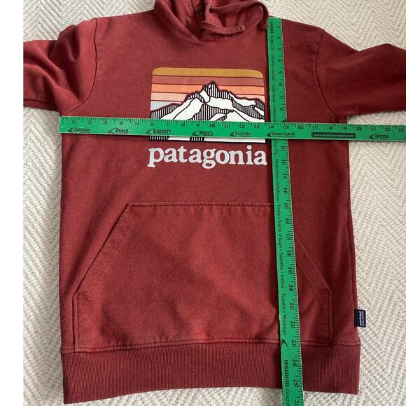 Patagonia Men Size XSMALL Hoodie Logo Ridge Uprisal Barn Red Popover - Picture 5 of 6